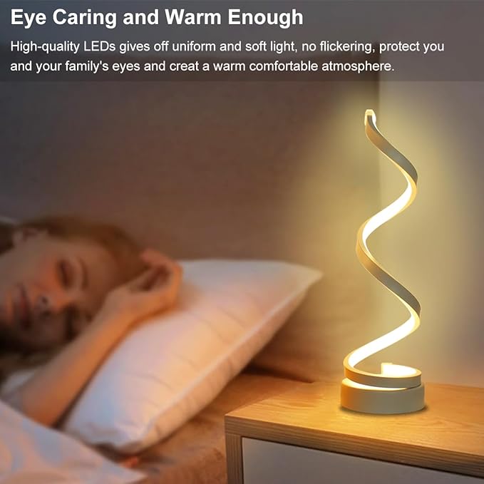 Modern Table Lamps Set of 2, Dimmable Spiral Table Lamps
