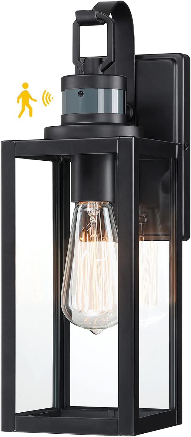Pia Ricco Motion Sensor Outdoor Wall Lantern, Dusk to Dawn Lighting Sconce
