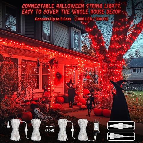 66ft 200 LED Red Halloween Indoor Outdoor String Lights Plug in (66 Foot)