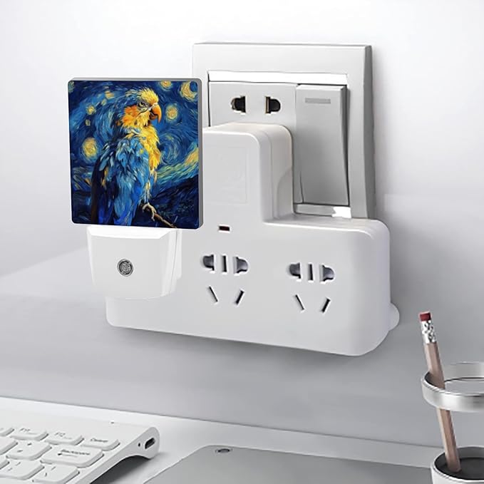 LED Night Lights Plug into Wall, Starry Night Parrot Decorative Night Lights