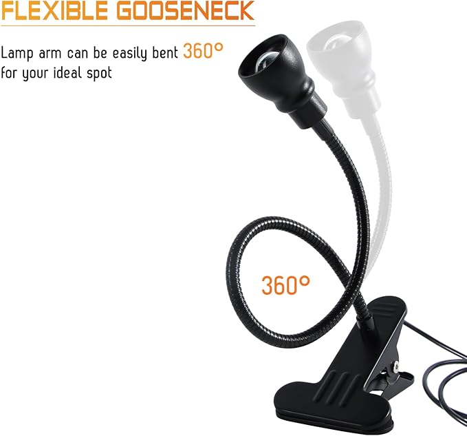 Zoomable Clip on Light, Clamp Reading Light