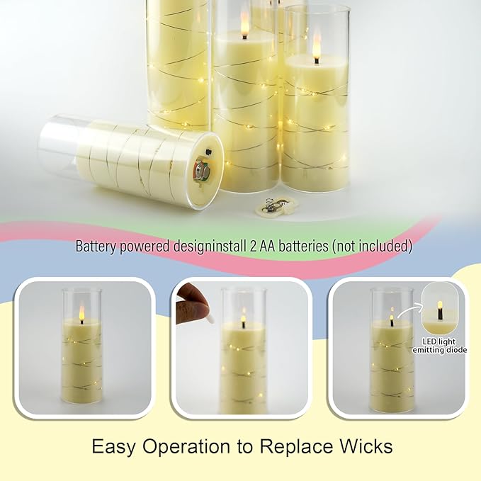 Flameless LED Candles with Timer 5 Pc Flickering Flameless Candles
