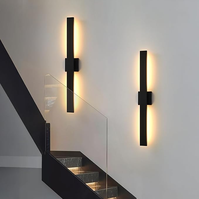 Upgraded 2-Pack 47in Black Long Modern LED Outdoor Wall Lights 3000K 4000K