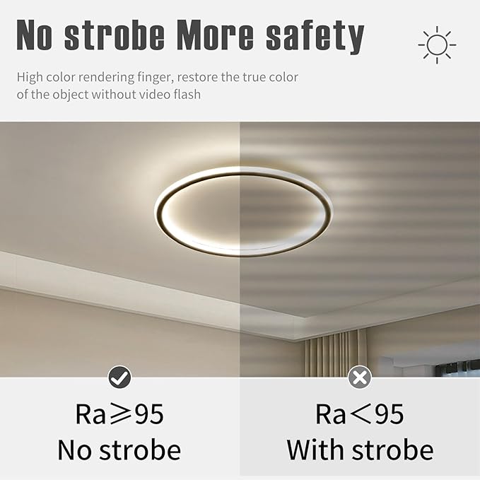 23.6 Inch Flush Mount Ceiling Light, 40-60W Round LED Ceiling Light Fixtures