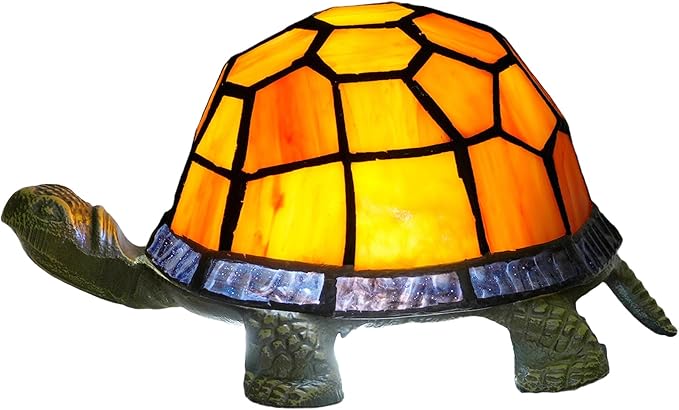 Orange Turtle Lamp Tiffany Bedside Table Lamp Retro Decor Art Nightstand Light