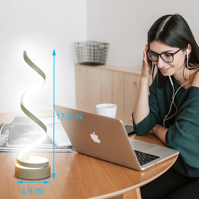 Modern Table Lamps Set of 2, Dimmable Spiral Table Lamps