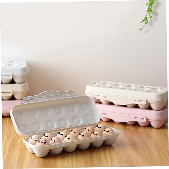 NUOBESTY Stackable 12 Grids Egg Storage Container Lid Refrigerator Egg Holder for Kitchen Organization