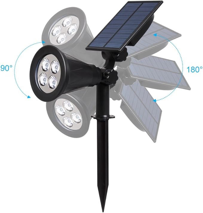 T-SUN Solar Spotlights, 4 LED Solar Powered Landscape Spotlights Waterproof