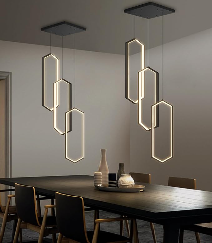 3-Rings Dimmable Pendant Lighting Adjust LED Chandelier Ceiling Light Fixtures