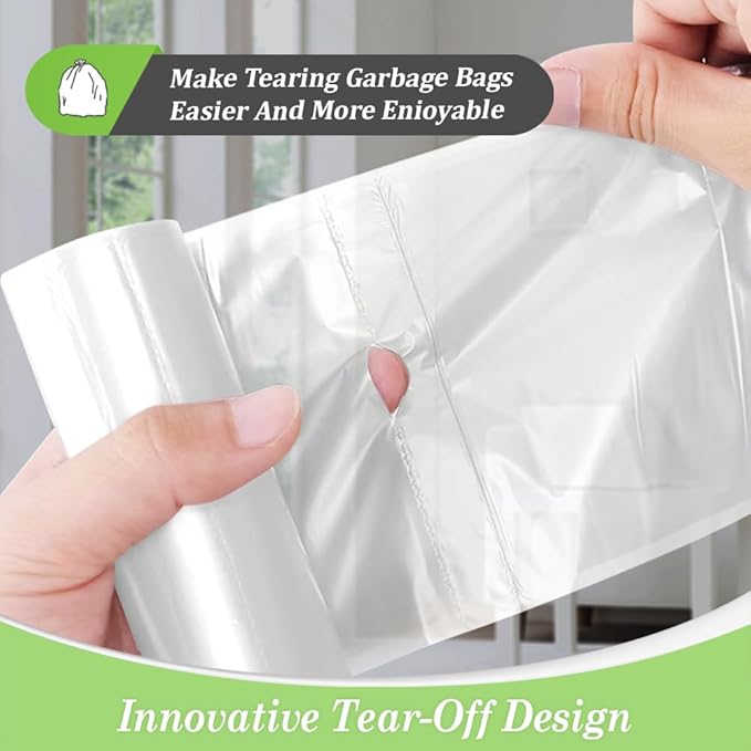 3 Gallon 330 Counts Strong Trash Bags Garbage Bags by Teivio, Bathroom Trash Can Bin Liners, Small Plastic Bags for home office kitchen (Clear)