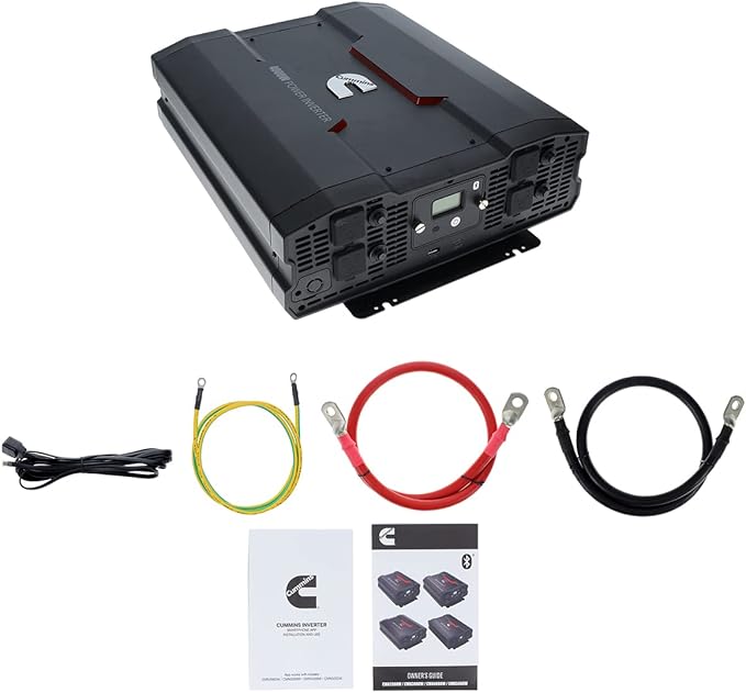 Cummins 4000 Watts Inverter Modified Sine Wave Truck Inverter 12 Volts to 110 Volts Four AC Outlets Two USB Ports (Plus Cable Kit)- CMN4000W - Inverters for Vehicles, Van Life, Camping