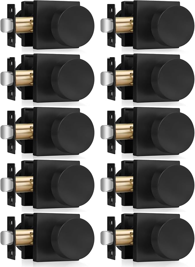 Haidms Matte Black Door Knobs Passage, Heavy Duty Square Matte Black Hall and