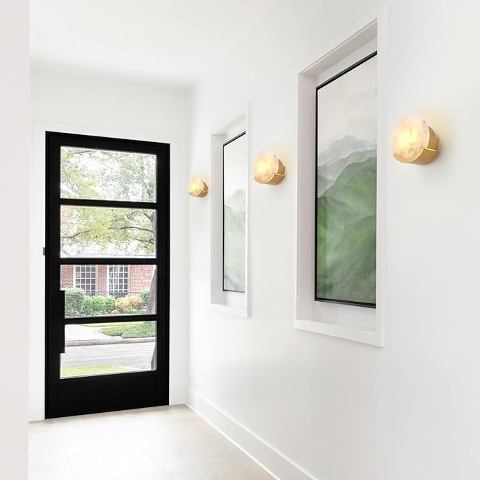 Gold Modern Wall Sconces for Bathroom, 1-Light Alabaster Sconce Wall Light