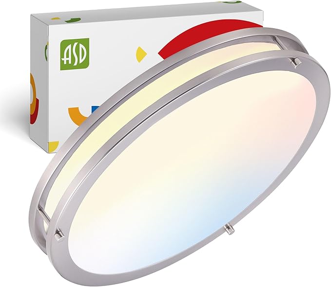 ASD LED 18" Round Flush Mount Lighting, Close to Ceiling Light Fixture | 3CCT