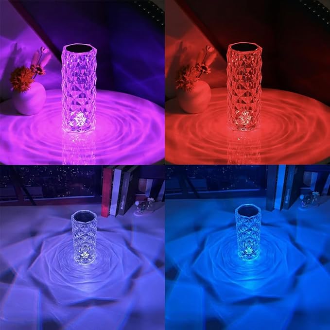 Portable Crystal Table Lamp, 16 Color Touch Control Rechargeable Lamp, Crystal