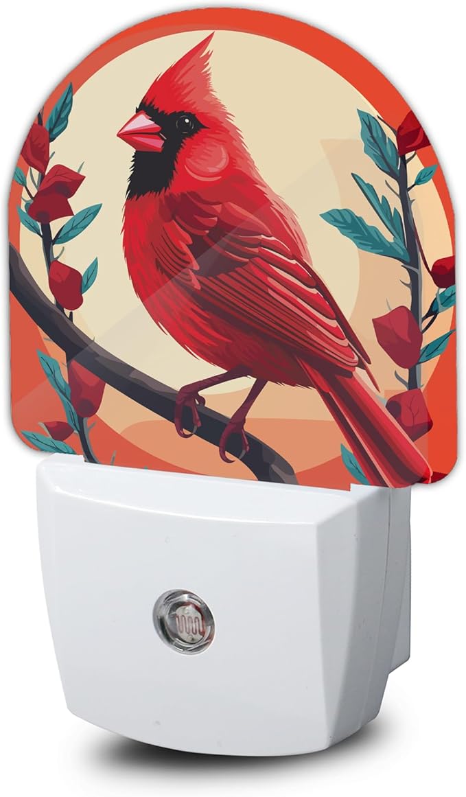 Red Cardinal Sun Night Light, Night Light Plug into Wall
