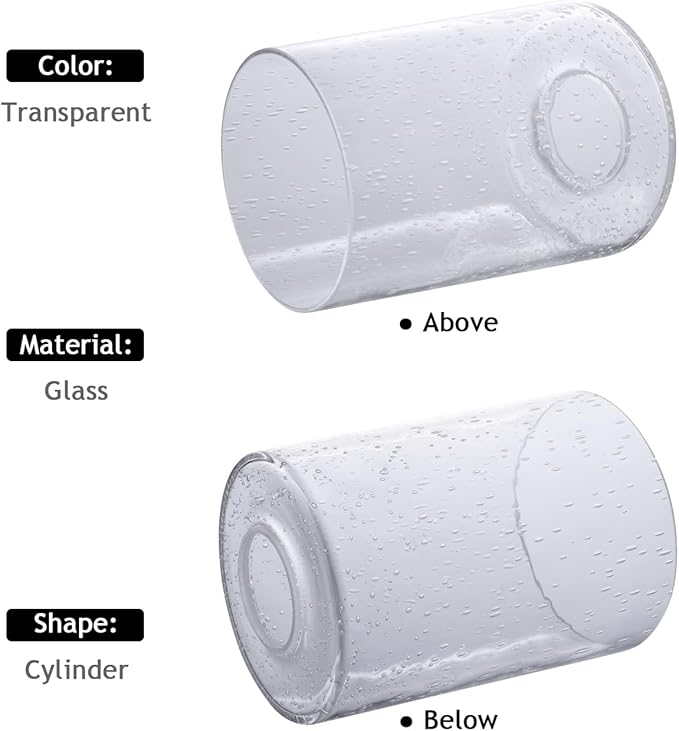 3 Pack Clear Bubble Glass Lamp Shade Replacement, 4in Diameter 6in Tall