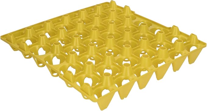 Aramox 30 Cell Plastic Egg Flats, Sturdy Egg Crates Holder Tray for Storage Transportation, with Stackable Design for Home Farm Supplies (Green) (Yellow)