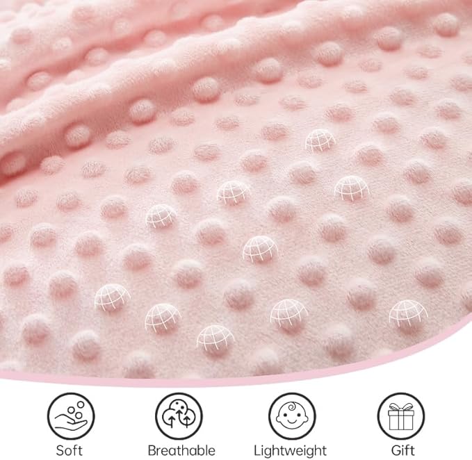 QSTEHEML Baby Blankets for Girls,Super Soft Nursery Minky Blanket Unisex, Baby Gifts Double Layer with Dotted Backing,Infant Blanket for Crib Stroller(Pink Flower30*40in)