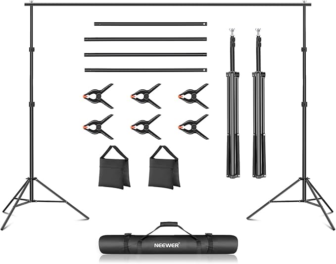 Neewer Photo Studio Backdrop Support System, 10ft/3m Wide 6.6ft/2m High