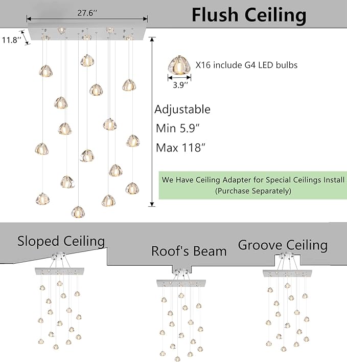 Crystal Rectangular LED Chandelier
