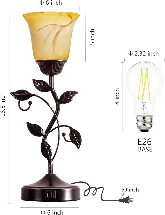 RORIANO Set of 2 Touch Vintage Table Lamps