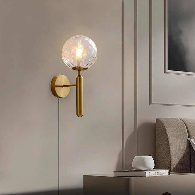 KCO Lighting Plug in Globe Wall Light Vintage Industrial Wall Sconce Lighting