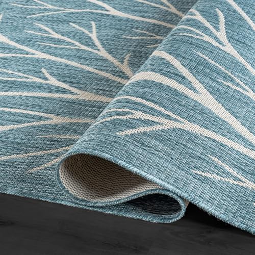 Washable Indoor Outdoor Rug 10x14 Modern Area Rugs Branch Pattern Non Shedding Waterproof Easy Clean Patio Deck Porch Living Room Bedroom Garden RV (140 Sq Ft)