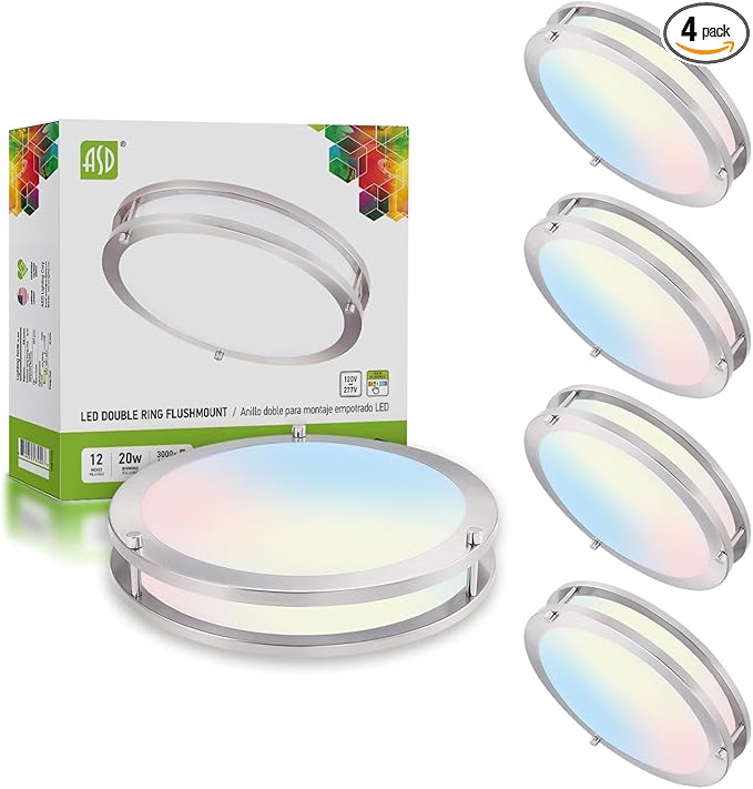 ASD LED 12" Round Flush Mount Lighting, Close to Ceiling Light Fixture | 3CCT