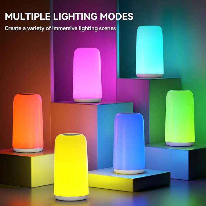 Touch Bedside Table Lamp, 3 Way Dimmable Small Lamp