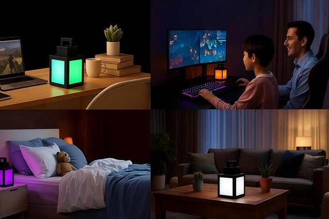 Timer-Enabled Pixelated Lantern Night Light, 16-Color RGB LED Mood Lamp