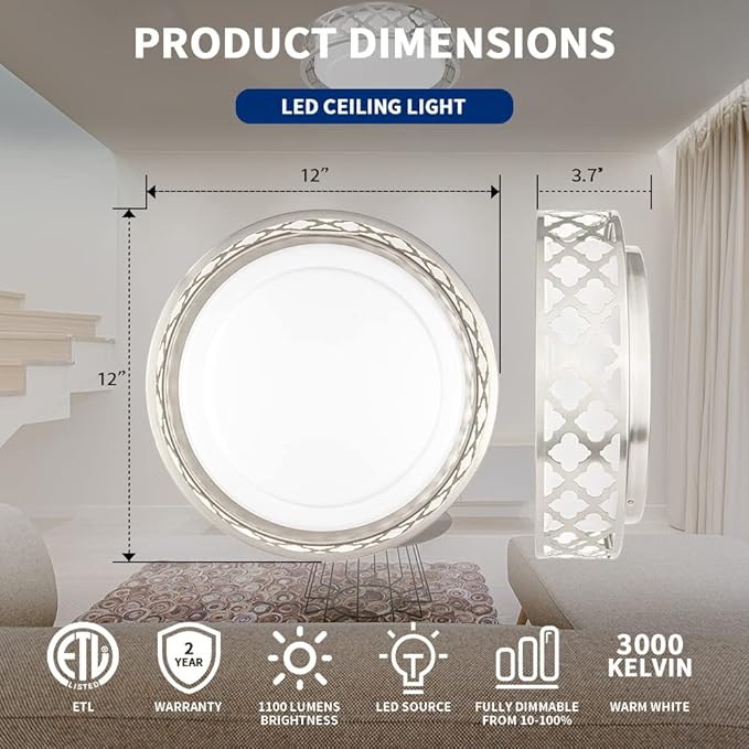 Flush Mount Ceiling Light, LED Light Fixture Ceiling Mount