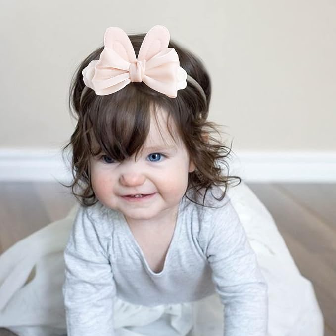 Baby Girl Headbands Nylon Flower Elastic Hairbands 3pcs Hair Accessories Gift for Newborn Infant Toddlers (TU-HDJ-3PCS)
