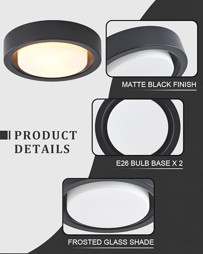 13 Inch Flush Mount Ceiling Light, Round Ceiling Lighting Fixture