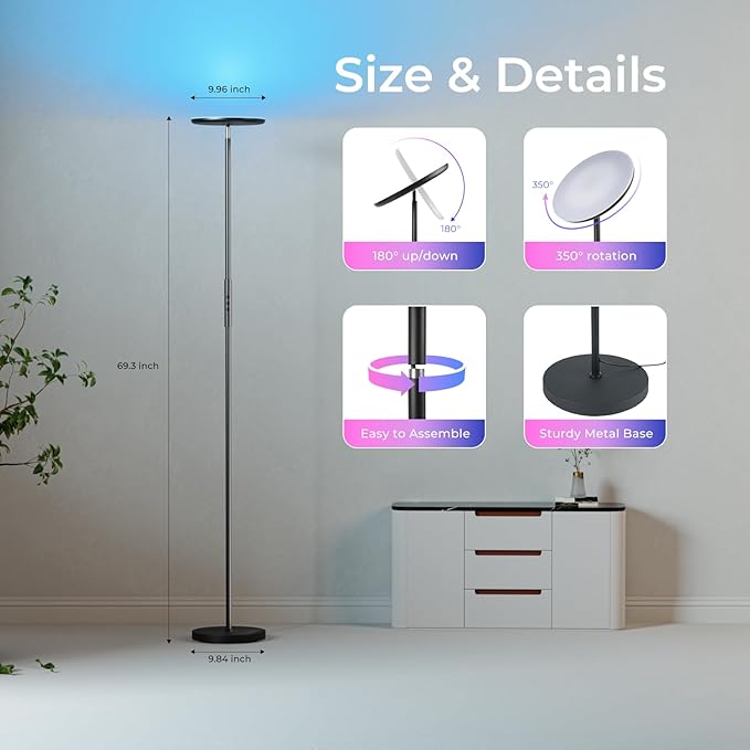 Smart Floor Lamp, 2800LM RGBWW Standing Lamps