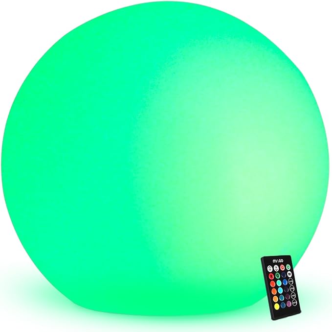 Mr.Go 20-inch Rechargeable LED Ball Light, Waterproof Outdoor Globe Lights