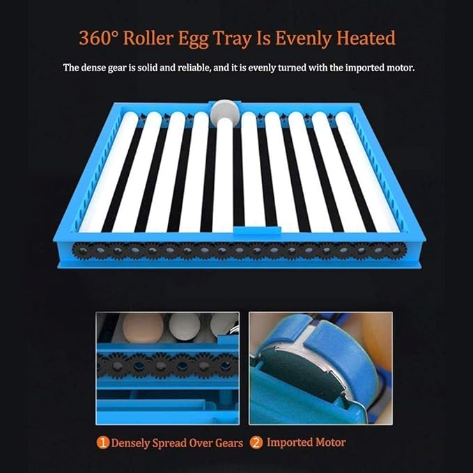Eggs Incubator Automatic Turning 256Eggs Digital Large Farm Poultry for Hatching Chicken Duck Dove Quail Temperature Control,