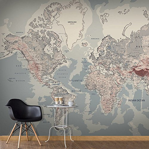 Wall Mural World Map 77x55 in (29.49 Sq Ft)