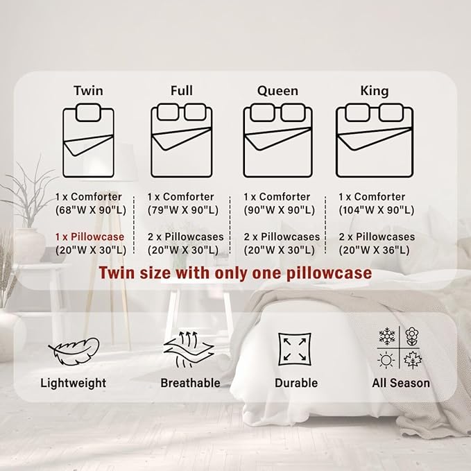Elk Silhouette Kids Comforter Set Twin Size,Palm Leaves Old Plank Bedding,Girls Boys Adults Bedroom/Xmas Cabin Decor,Camper Explore Down Comforter,Geometric Grids Plaid Duvet Insert,1 Pillowcase