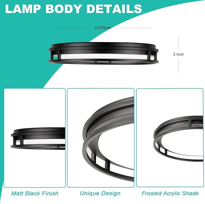 13 Inch LED Flush Mount Ceiling Light Fixture, Super Bright 1700 Lumens