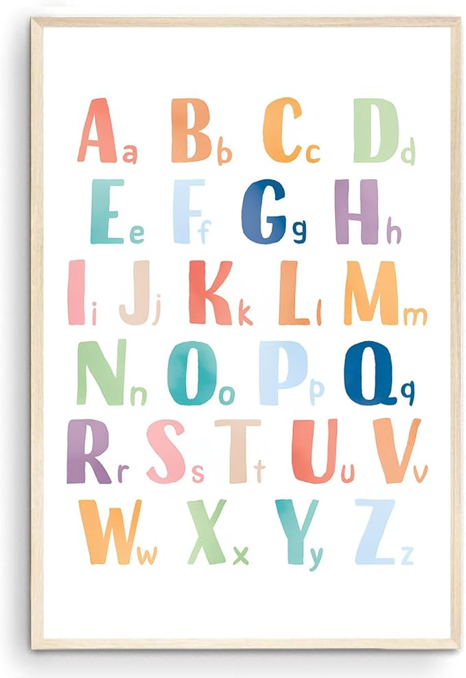 OZCONO Rainbow Alphabet Poster for Kids, Educational ABC Wall Chart for Classroom Decor, Montessori, Nursery Toddler Learning (Unframed) (24x36)