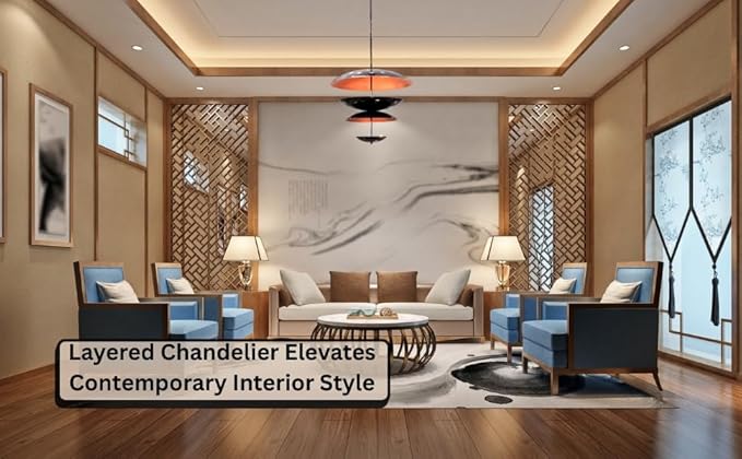 Layered Disc Design Customizable Chandelier in Solid Brass – Elegant Ceiling