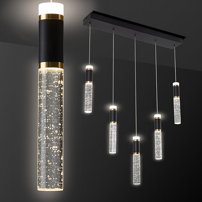5-Light Modern LED Chandelier, Dimmable Hanging LED Pendant Light