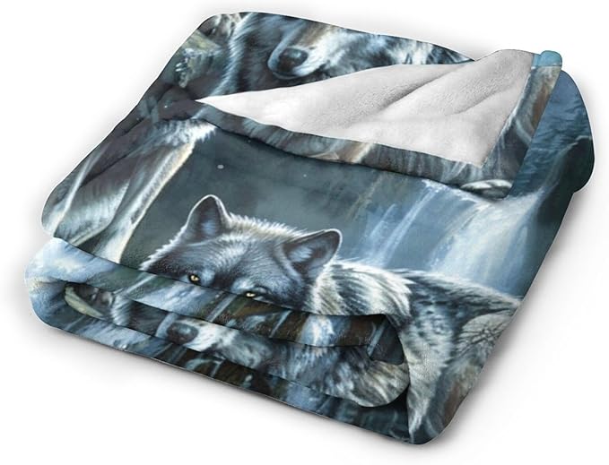 Tijuboni Wolf Throw Blanket Wolf Gifts for Girls Boys Women Men Kids Adults Soft Flannel Fleece Blanket for Couch Sofa Bed Home Decor 50"x60"
