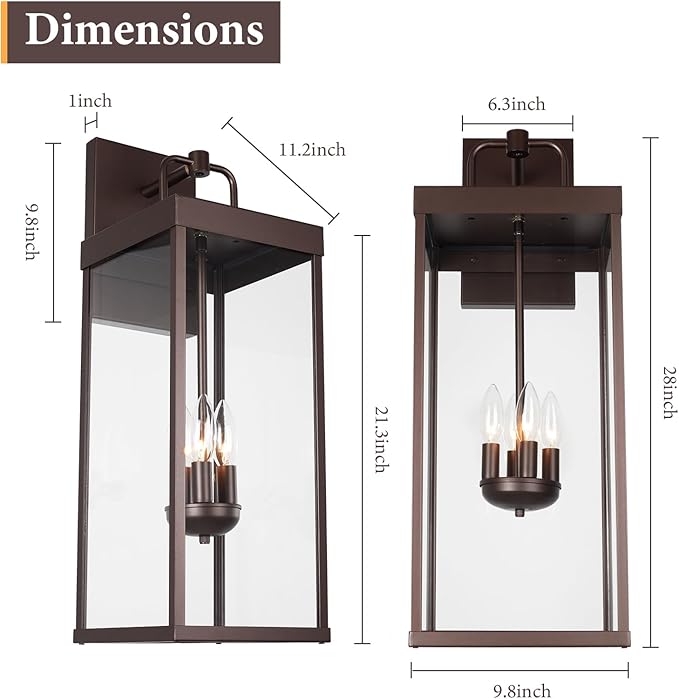 Outdoor Wall Sconce Light, 28 Inch Tall Transitional Exterior Wall Bracket