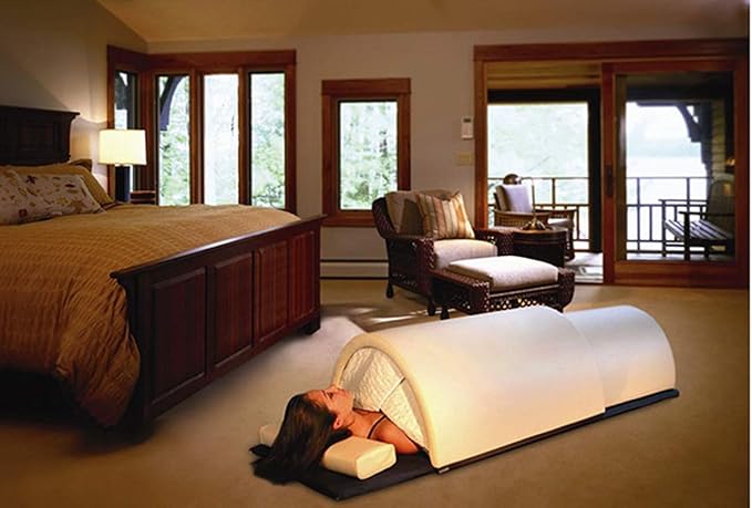 Golden Wave Meta Chamber Infrared Sauna Dome | Personal Portable FAR Home Spa Hot Carbon and Ceramic Dry Heat | 1340W/110V Power | One Person Tub Capsule with Pillow and Heater Pad