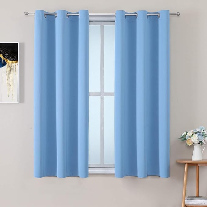 ChrisDowa Grommet Room Darkening Curtains for Bedroom and Living Room - 2 Panels Set Thermal Insulated Blackout Curtains (Sky Blue, 38W x 54L)