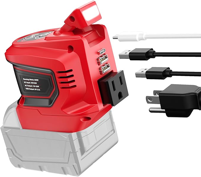 Power Inverter Compatible with Milwaukee 18V Battery,Ecarke Real 200W Portable Power Supply Inverter,DC 18V to AC 110V~120V Battery Station with 2 USB&AC Powered Outlet Phone Charger