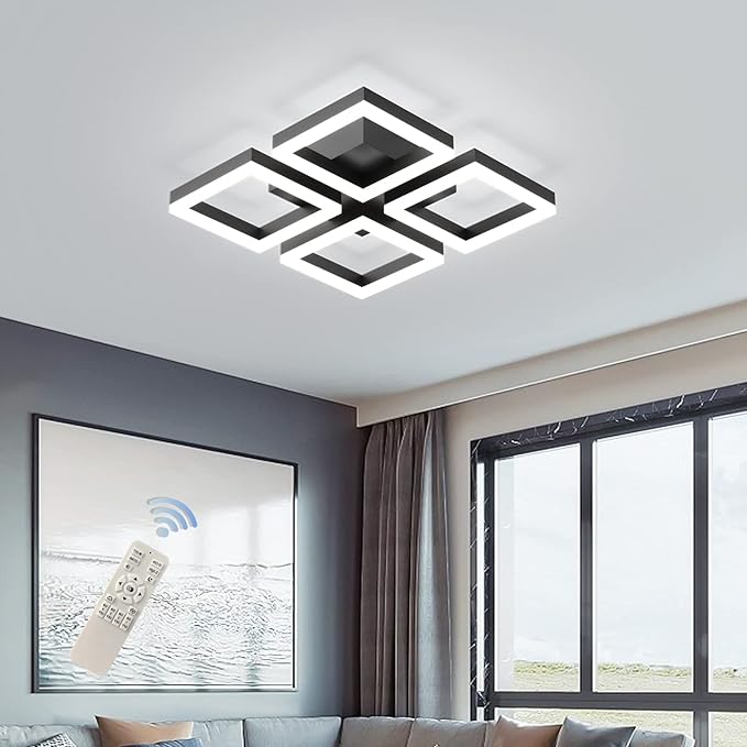 GEADI Led Ceiling Light, Modern 4-Square Ceiling Lamp 52W Dimmable Flush Mount