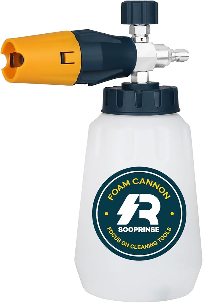 Sooprinse Foam Cannon with 1/4 Inch Quick Connector, Heavy Duty Car Foam Blaster Wide Neck Adjustable Snow Foam Lance for Pressure Washer, 1 Liter